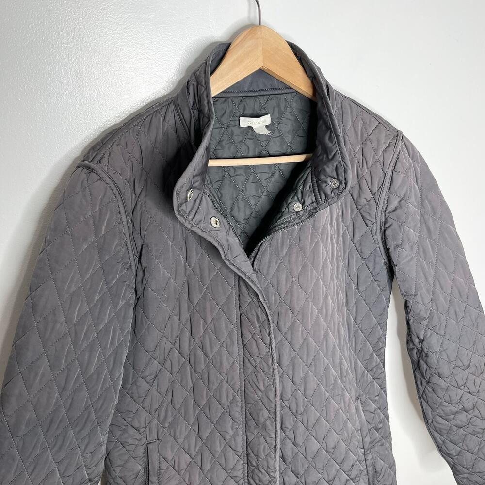 Garnet Hill Essential Quilted Coat Jacket Womens 8 Gray Pockets Outdoor NO HOOD - Picture 4 of 12